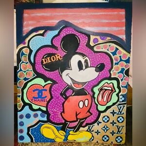 “Good Vibrations”             Mickey Mouse Pop Art Painting - Red, Purple, Black